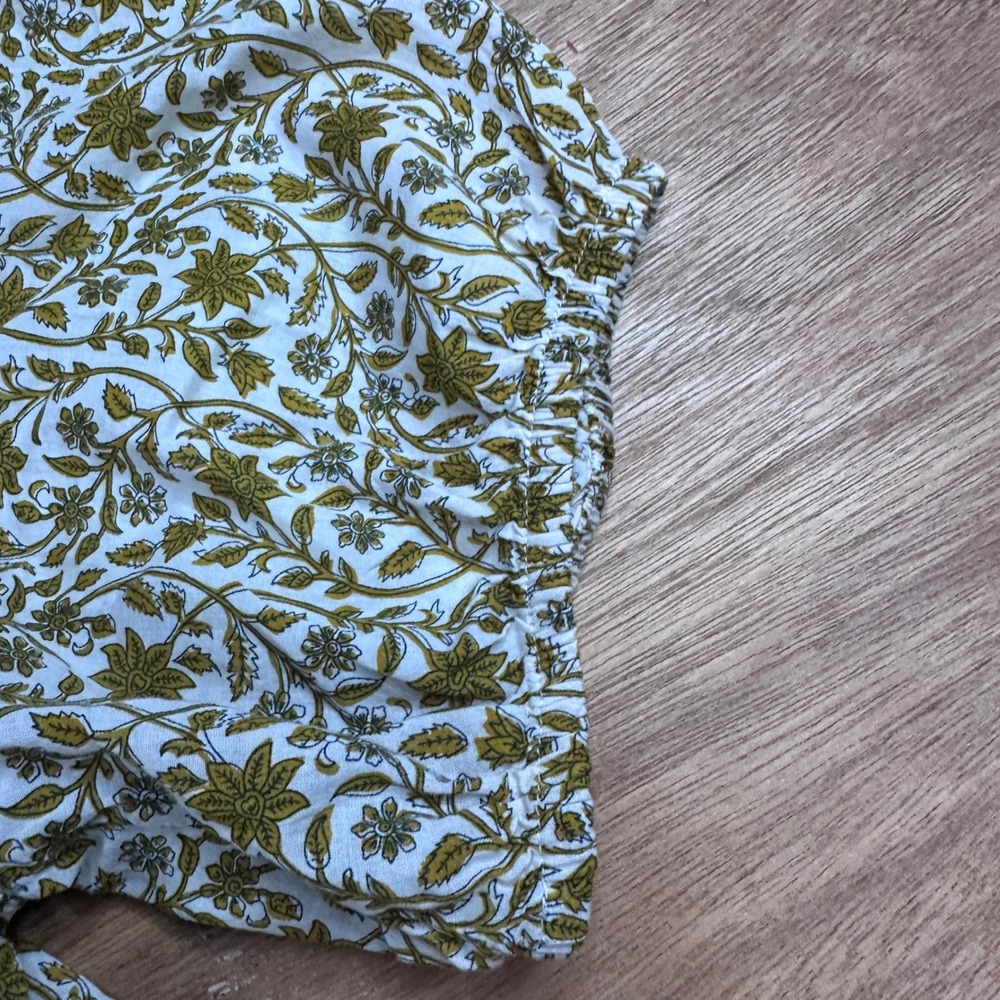 Banana Republic Factory XL Floral Peplum Blouse Ivory Ochre Boho Top - Picture 3 of 10